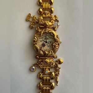 Kirks Folly Gold Plated Nautical Theme Watch (mermaid and seahorse)